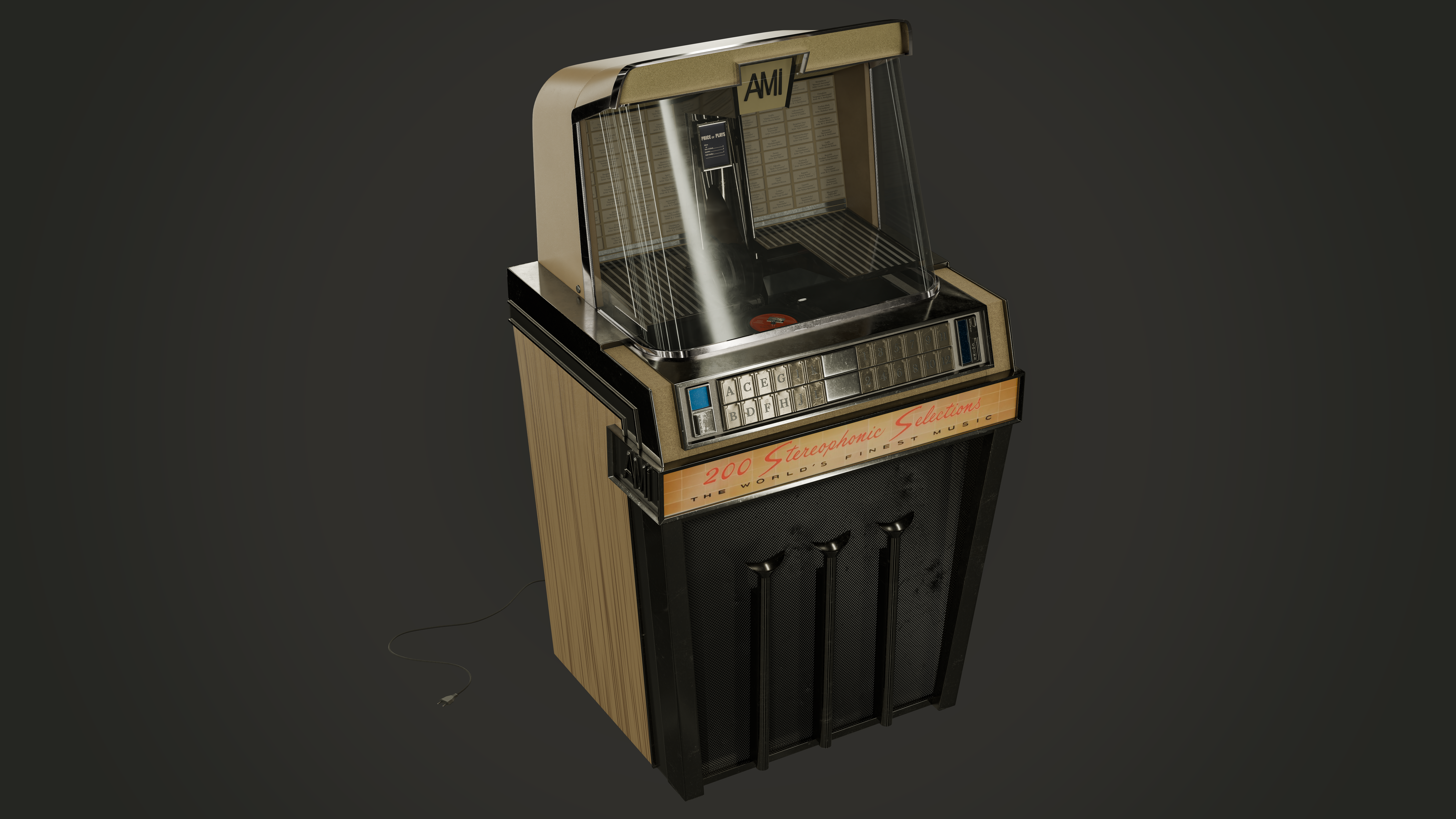 vintage jukebox model render top right view