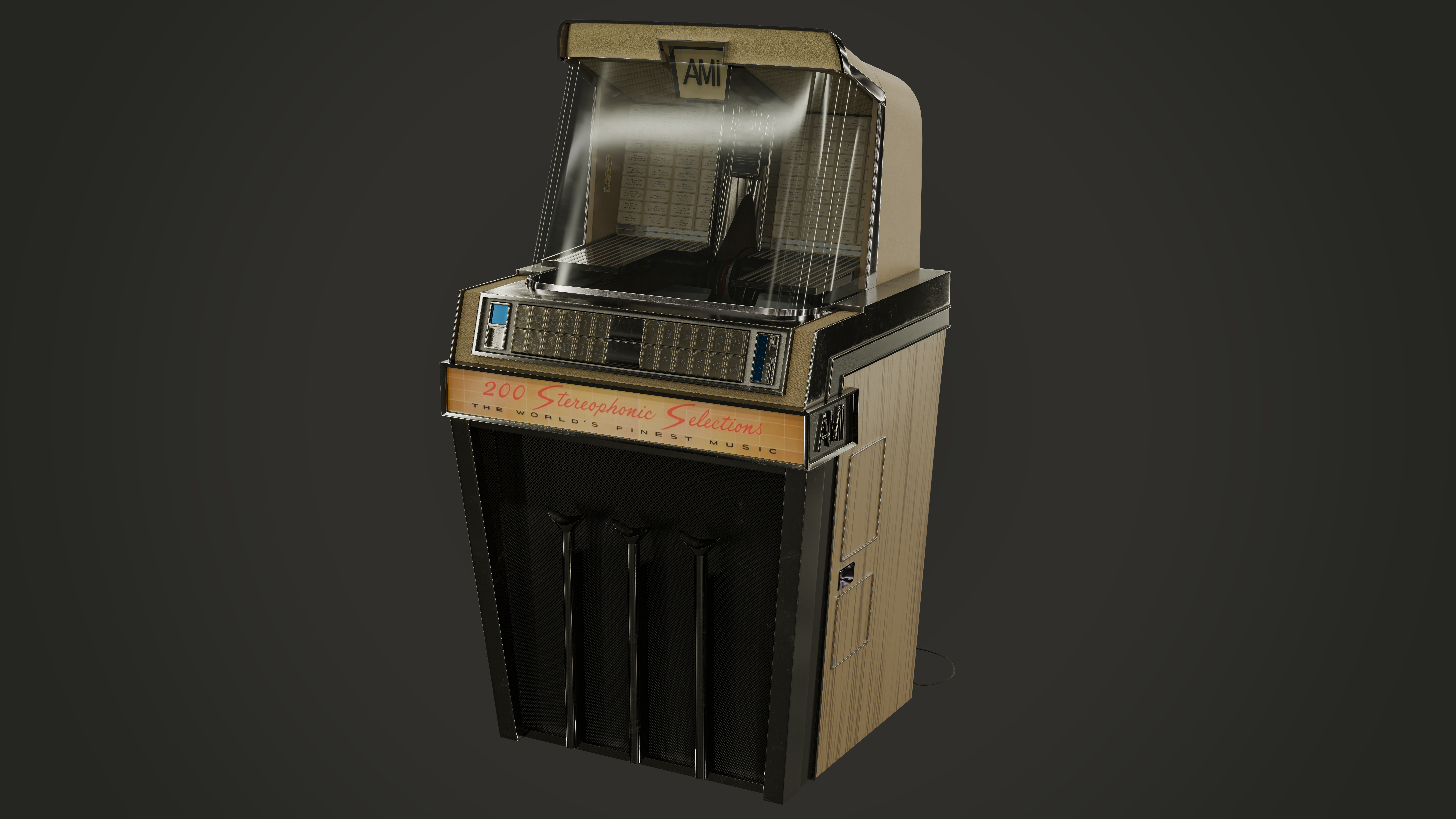 vintage jukebox model render side view